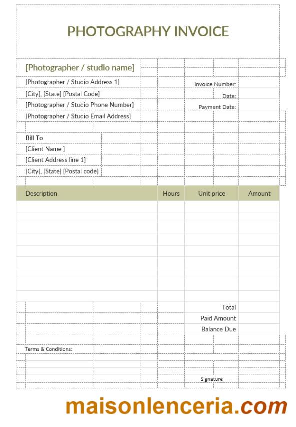 Przykładowy szablon faktury fotograficznej w formatach Word i PDF
